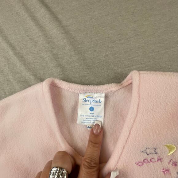 Halo Sleep Sack Pale Pink Fleece Back is Best L Embroidered 12-18 m - Picture 5 of 5